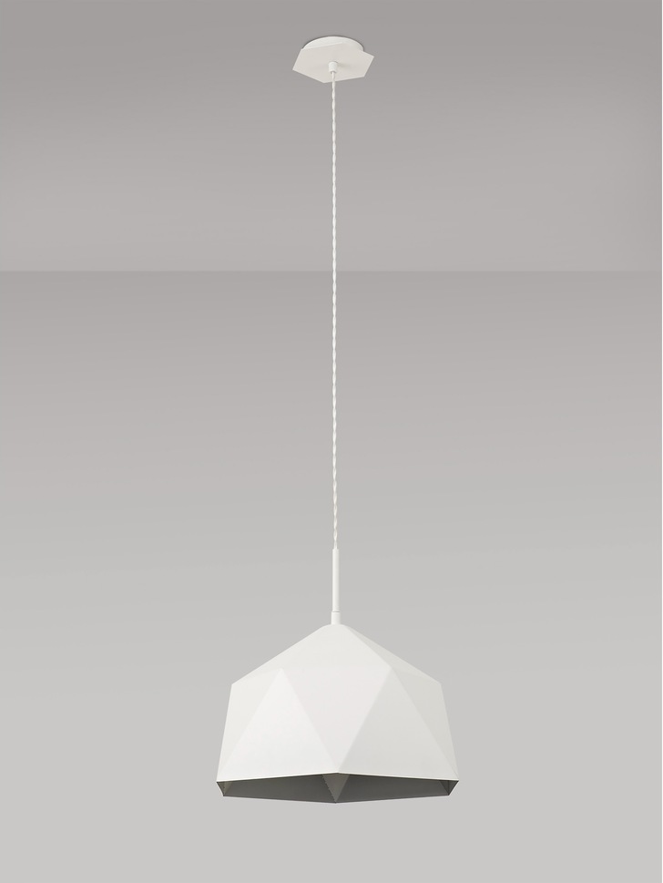 Idolite Celeste White Finish Single Pendant Light C/W Silver Inner