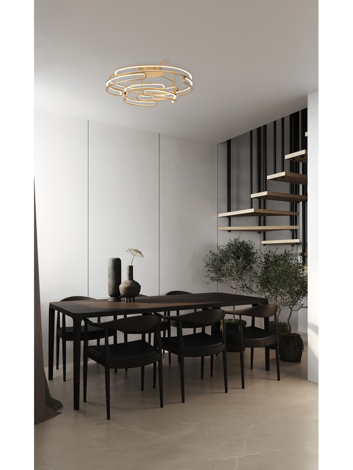 Idolite Conlon Brushed Gold Finish Two-Tier Flush Led Ceiling Light With 3 Step Dimming - 3000K