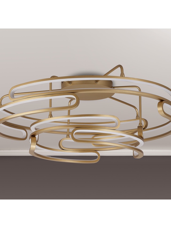 Idolite Conlon Brushed Gold Finish Two-Tier Flush Led Ceiling Light With 3 Step Dimming - 3000K