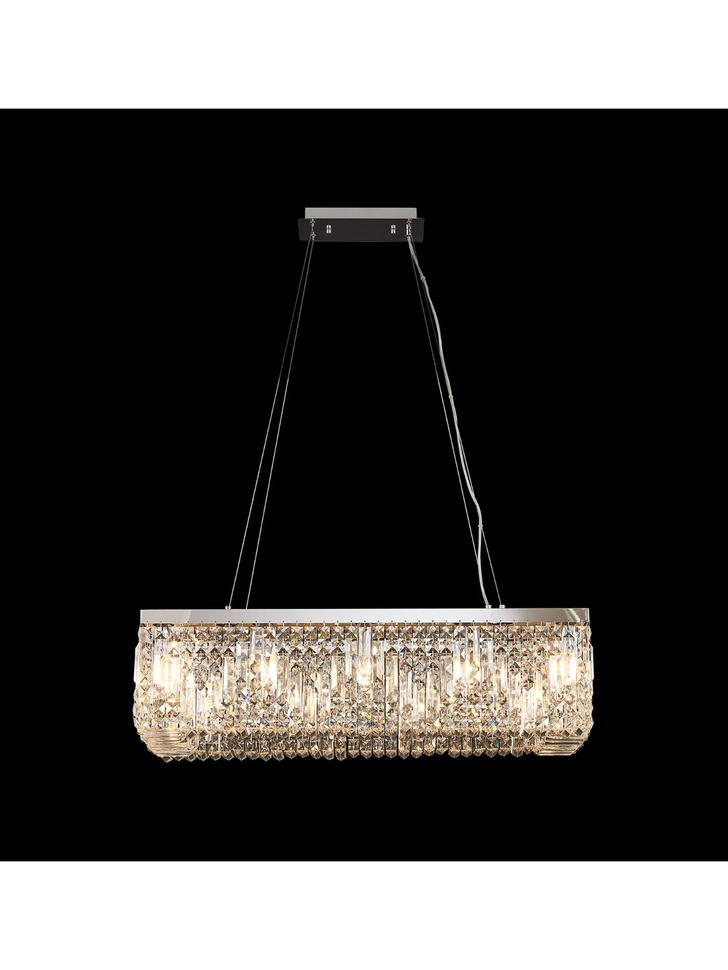 Idolite Dividi 12 Light Rectangular Pendant Crystal Chandelier Polished Chrome