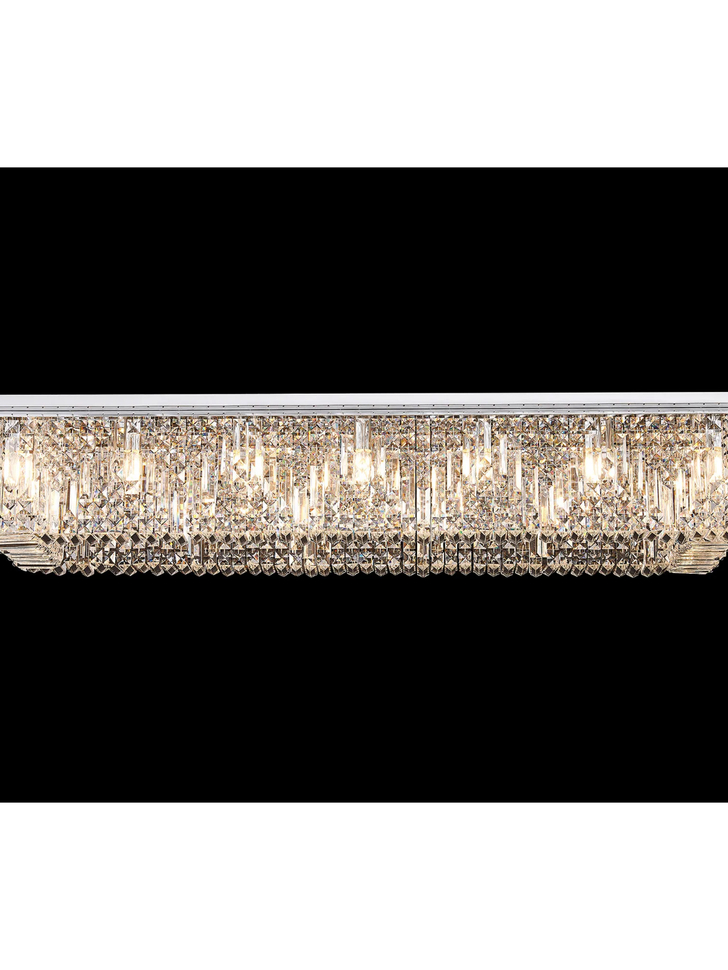 Idolite Dividi 16 Light Flush Rectangular Crystal Chandelier Polished Chrome