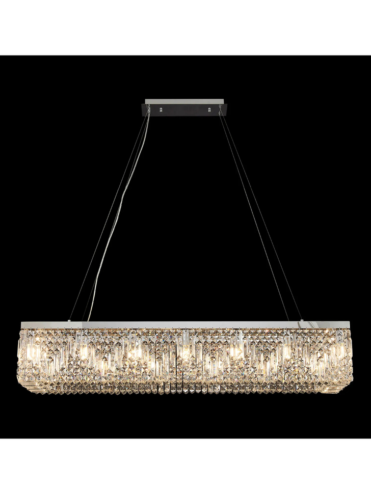 Idolite Dividi 16 Light Rectangular Pendant Crystal Chandelier Polished Chrome