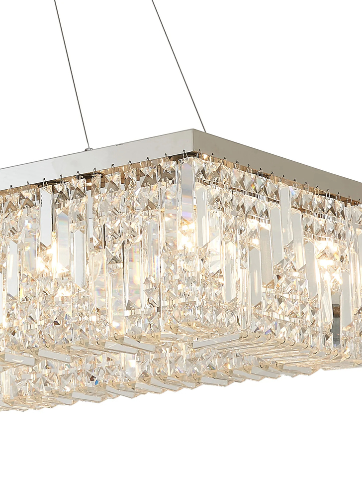 Idolite Dividi 16 Light Rectangular Pendant Crystal Chandelier Polished Chrome