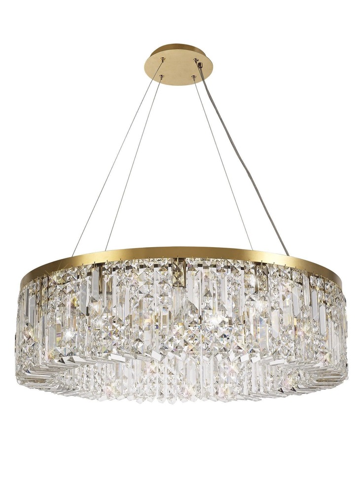 Idolite Dividi Gold Finish 12 Light Large Crystal Pendant