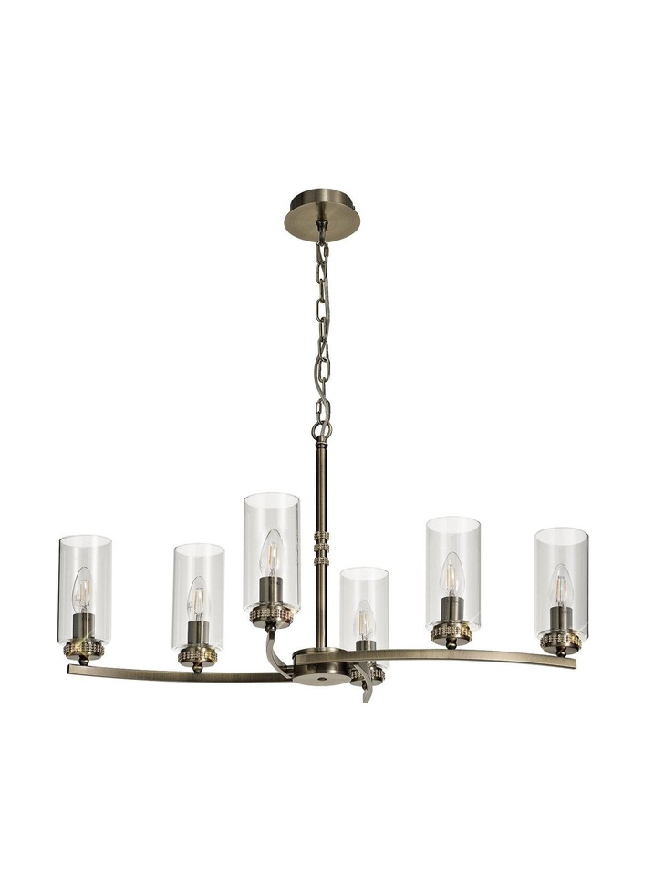 Idolite Euston Antique Brass 6 Light Linear Pendant