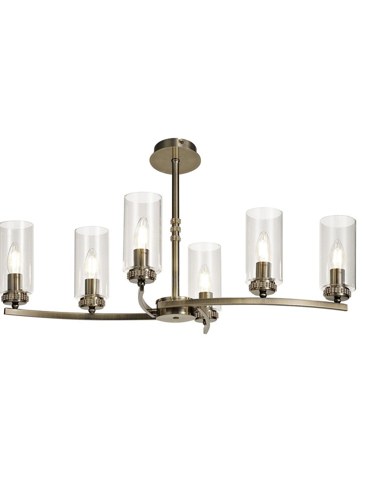 Idolite Euston Antique Brass 6 Light Linear Pendant