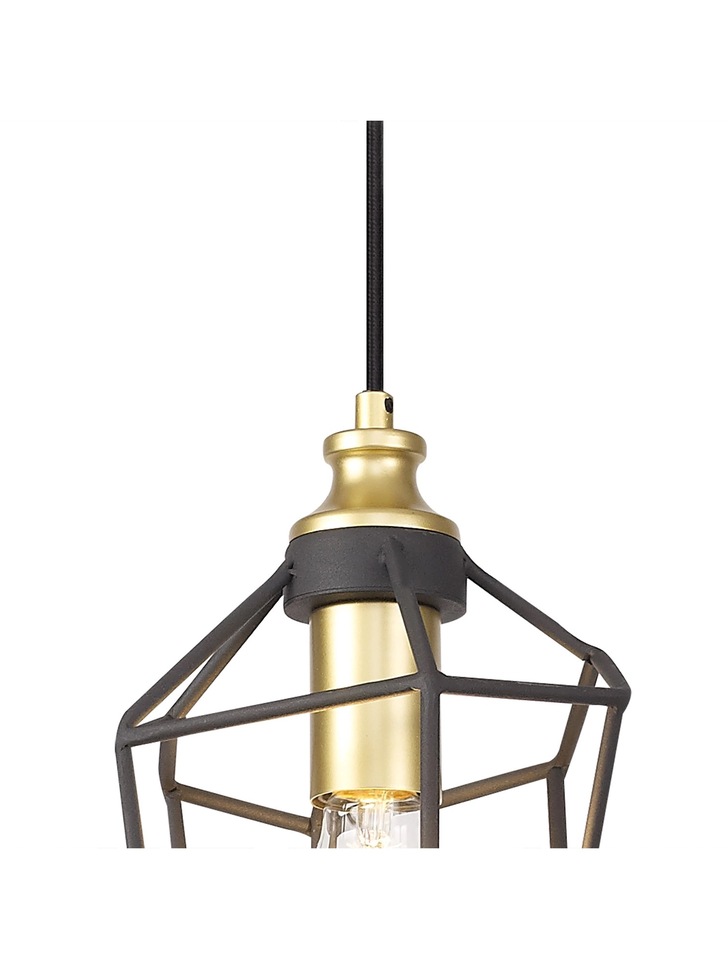 Idolite Fairlop Sand Black/Painted Gold Small Single Pendant Light