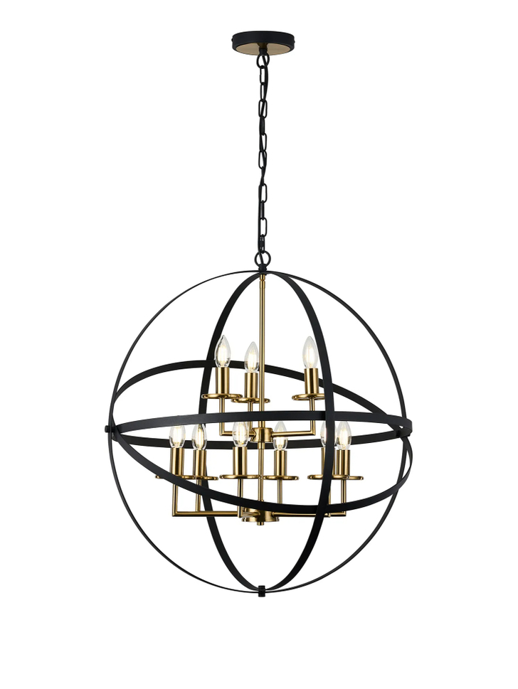 Idolite Genesis Black And Gold 9 Light Two Tier Extra Large Orb Pendant