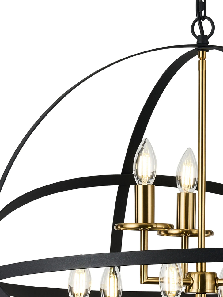 Idolite Genesis Black And Gold 9 Light Two Tier Extra Large Orb Pendant