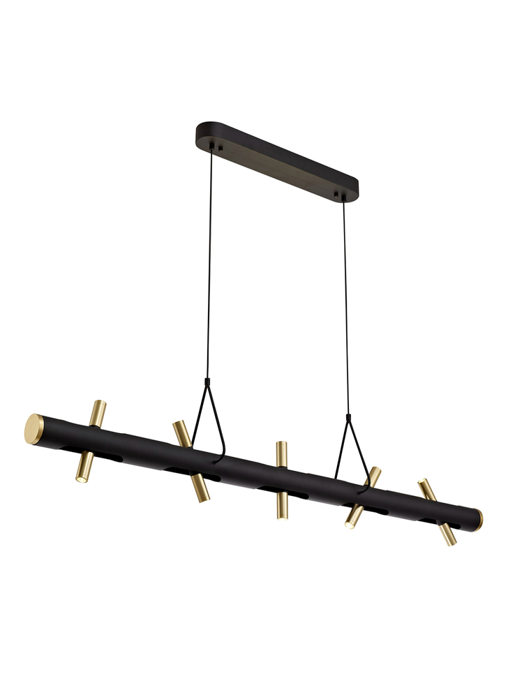 Idolite Himalaya Sand Black Finish 10 Light LED Bar Pendant - 3000K