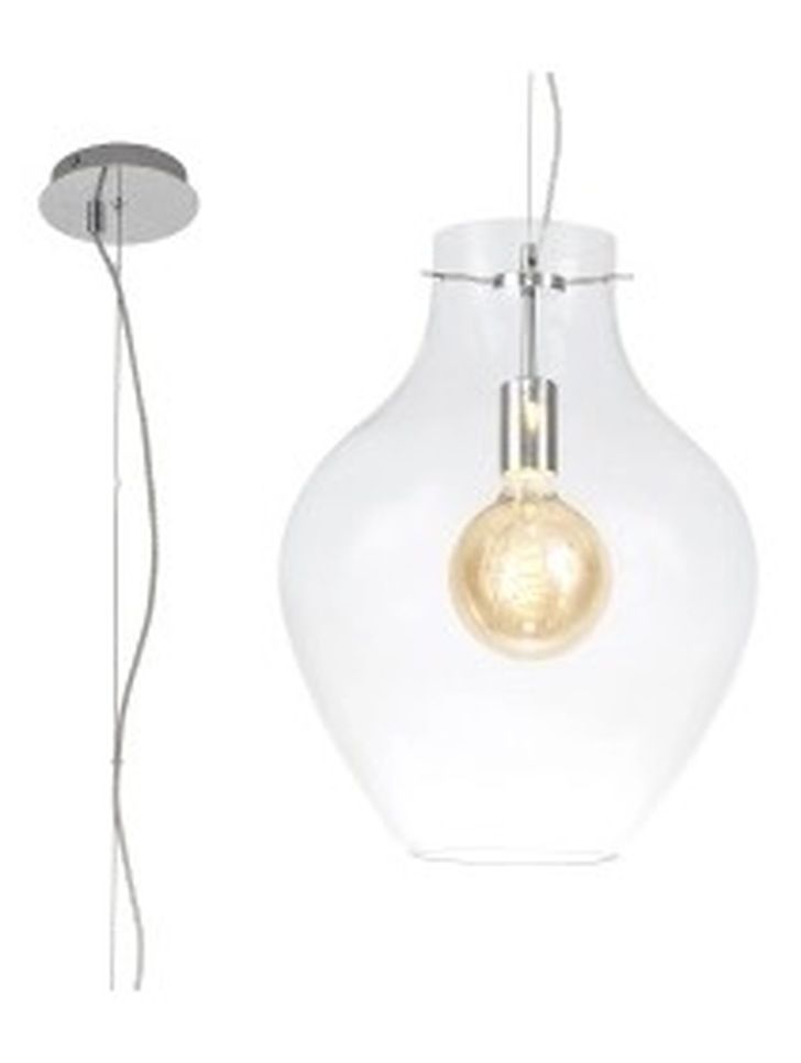 Idolite Ivy Polished Chrome Finish Single Pendant Light C/W Clear Glass