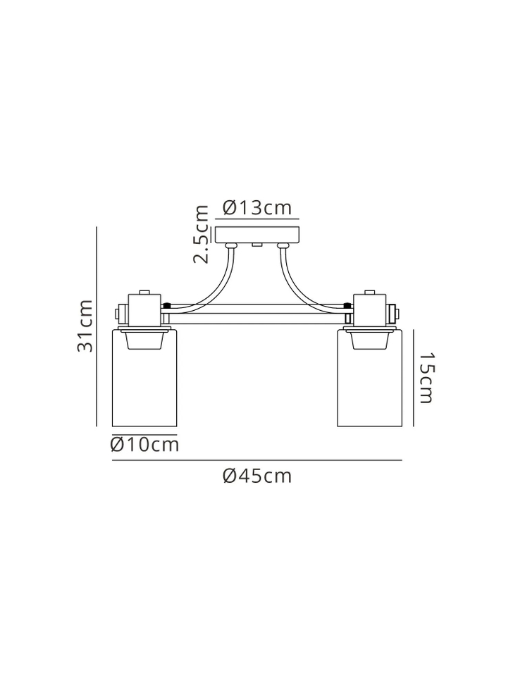 Idolite Karakoram 3 Light Semi Flush Brown Oxide Ceiling Light Complete With Clear Glasses