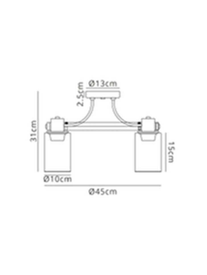 Idolite Karakoram 3 Light Semi Flush Brown Oxide Ceiling Light Complete With Clear Glasses