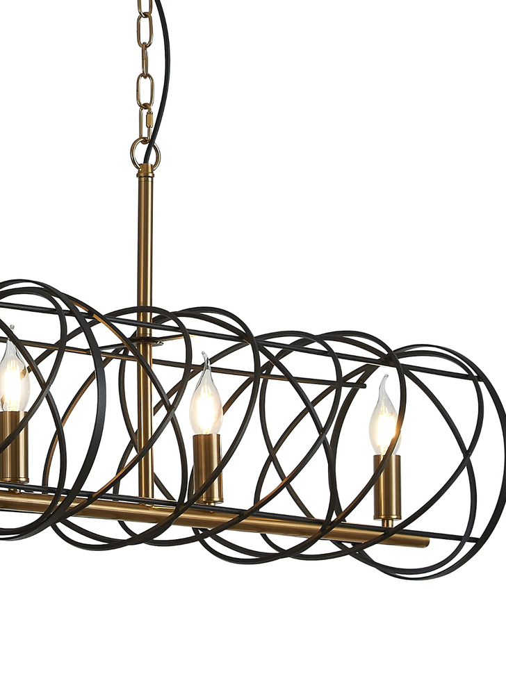 Idolite Monument 5 Light Linear Bar Pendant Black/Satin Gold