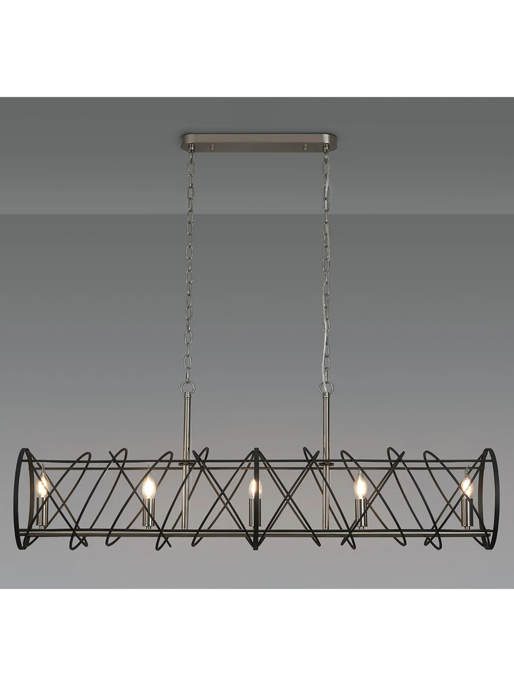 Idolite Monument 5 Light Linear Bar Pendant Graphite/Satin Nickel