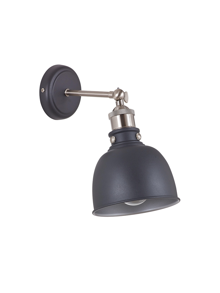 Idolite Musala Graphite Adjustable Wall Light With Satin Nickel & Silver Detailing