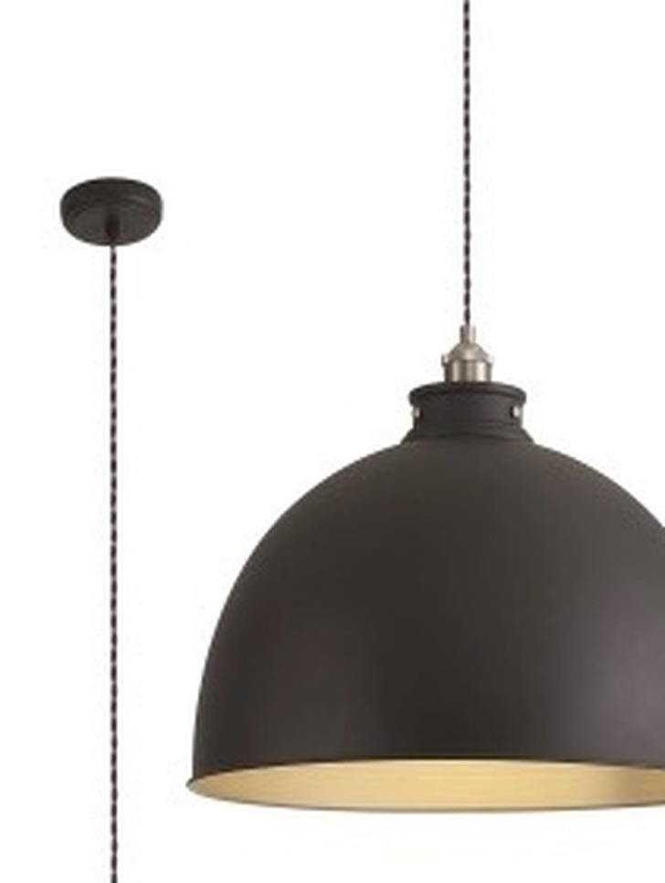 Idolite Musala Graphite Extra Large Single Pendant Light With Satin Nickel & Silver Detailing