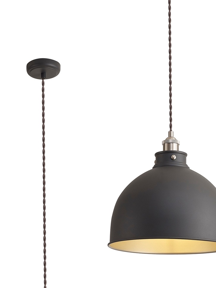 Idolite Musala Graphite Large Single Pendant Light With Satin Nickel & Silver Detailing