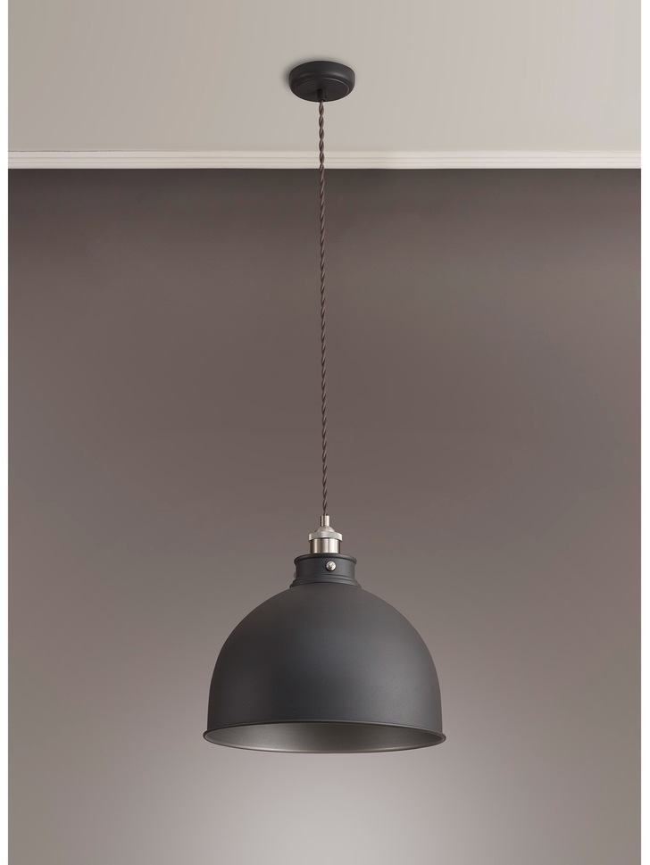 Idolite Musala Graphite Large Single Pendant Light With Satin Nickel & Silver Detailing