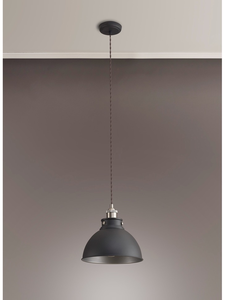 Idolite Musala Graphite Medium Single Pendant Light With Satin Nickel & Silver Detailing