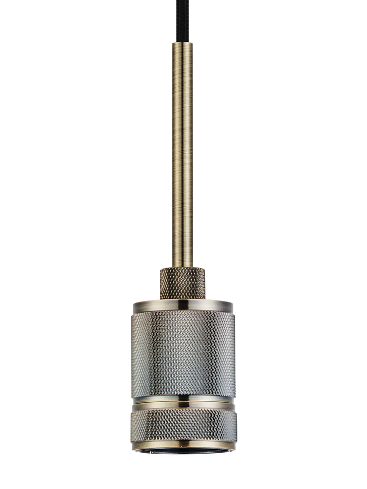 Idolite Rumi Knurled 1 Light Antique Brass Suspension - E27 - 1.6M