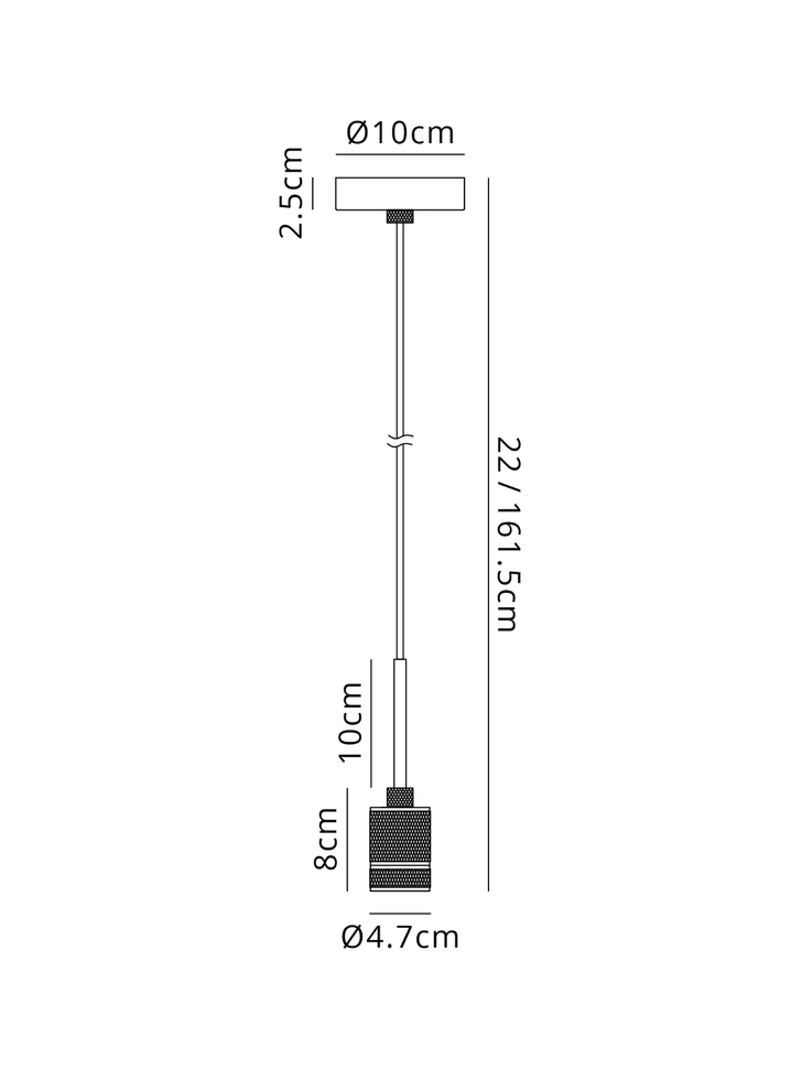 Idolite Rumi Knurled 1 Light Brass Suspension - E27 - 1.6M