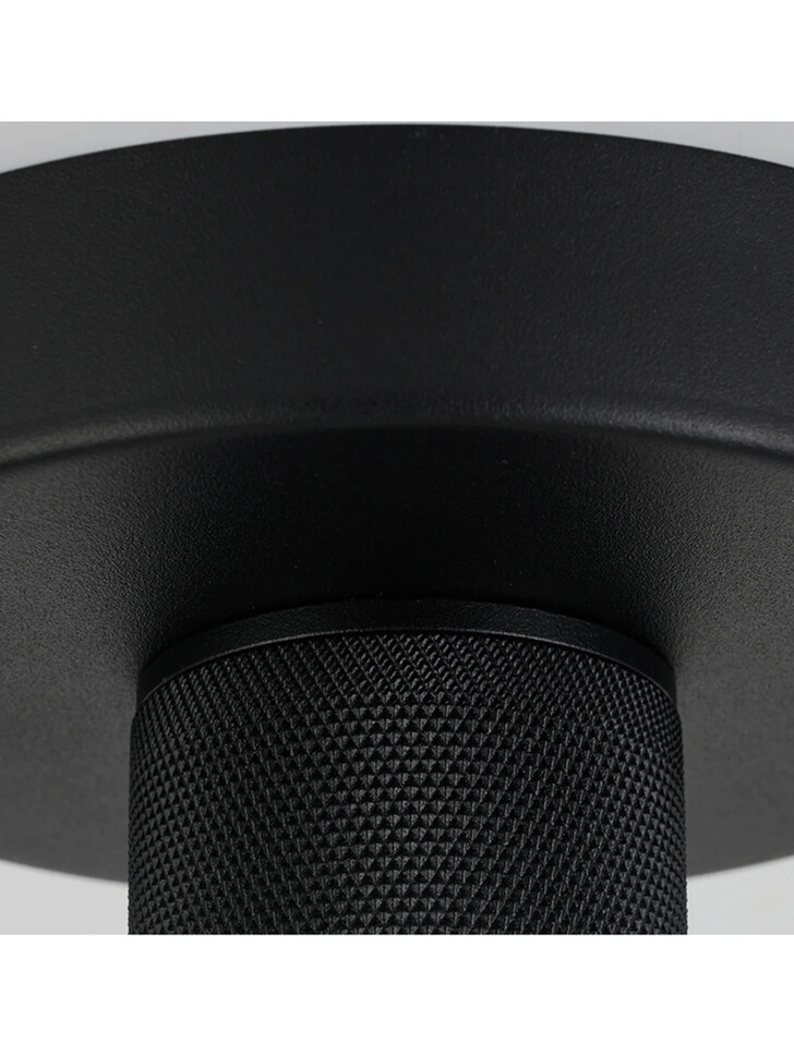 Idolite Rumi Satin Black Knurled Semi-Flush Ceiling Rose