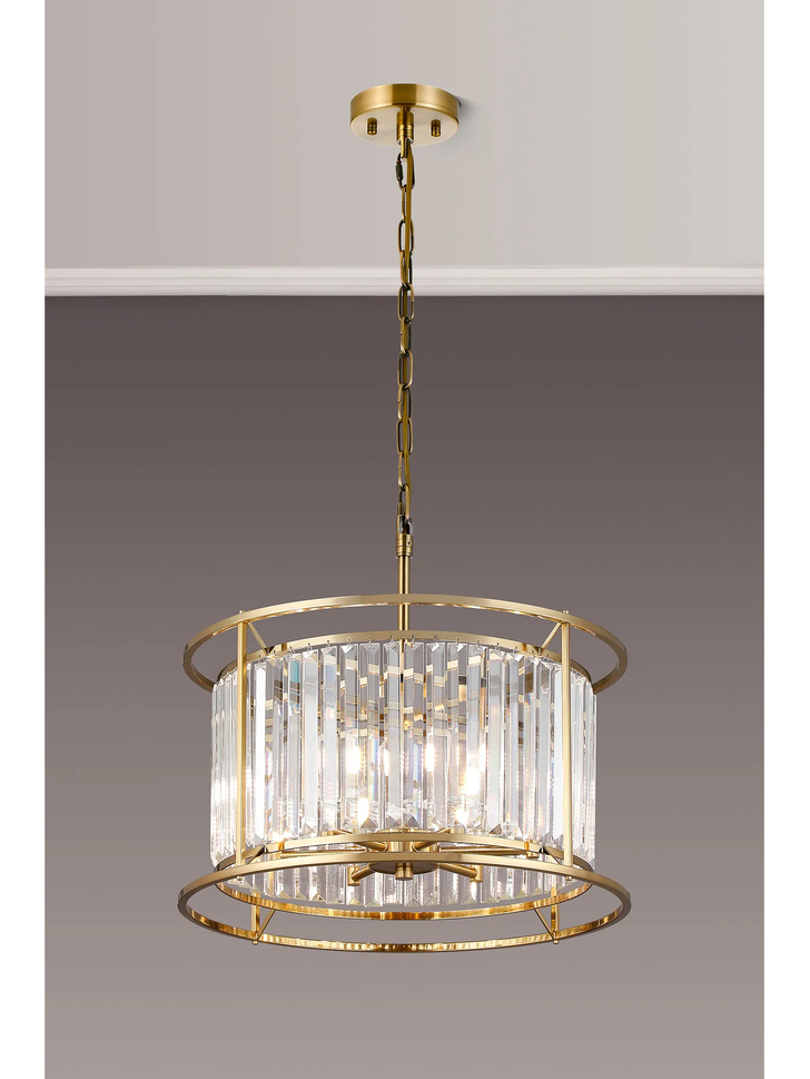 Idolite Seko Gold Finish 3 Light Crystal Bathroom Pendant Light - IP44