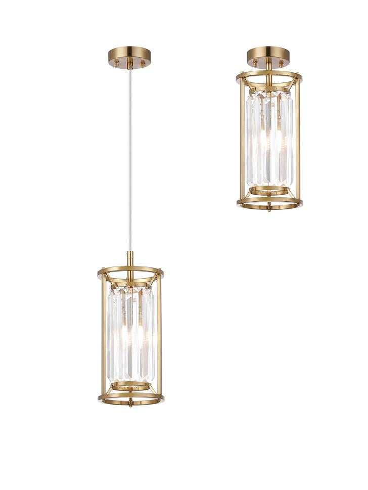 Idolite Seko Gold Finish Crystal 1 Light Bathroom Pendant Light - IP44