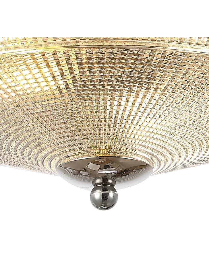 Idolite Sheridan Polished Nickel 2 Light Flush Ceiling Light Complete With Prismatic Glass Shade