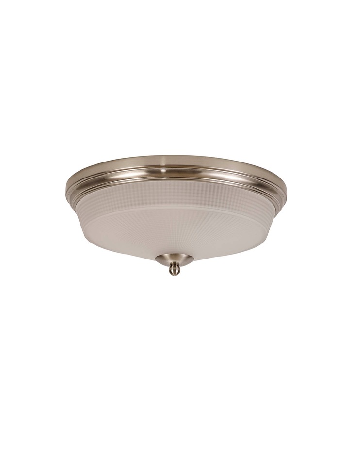 Idolite Sheridan Satin Nickel 2 Light Flush Ceiling Light Complete With Frosted Glass Shade