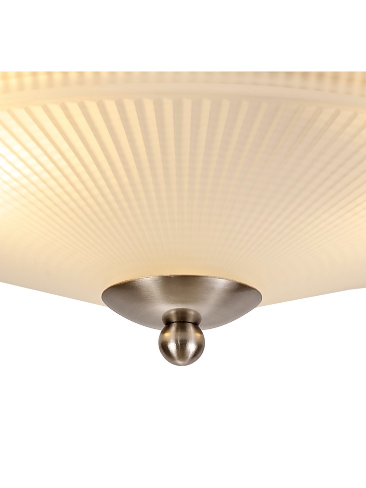 Idolite Sheridan Satin Nickel 2 Light Flush Ceiling Light Complete With Frosted Glass Shade