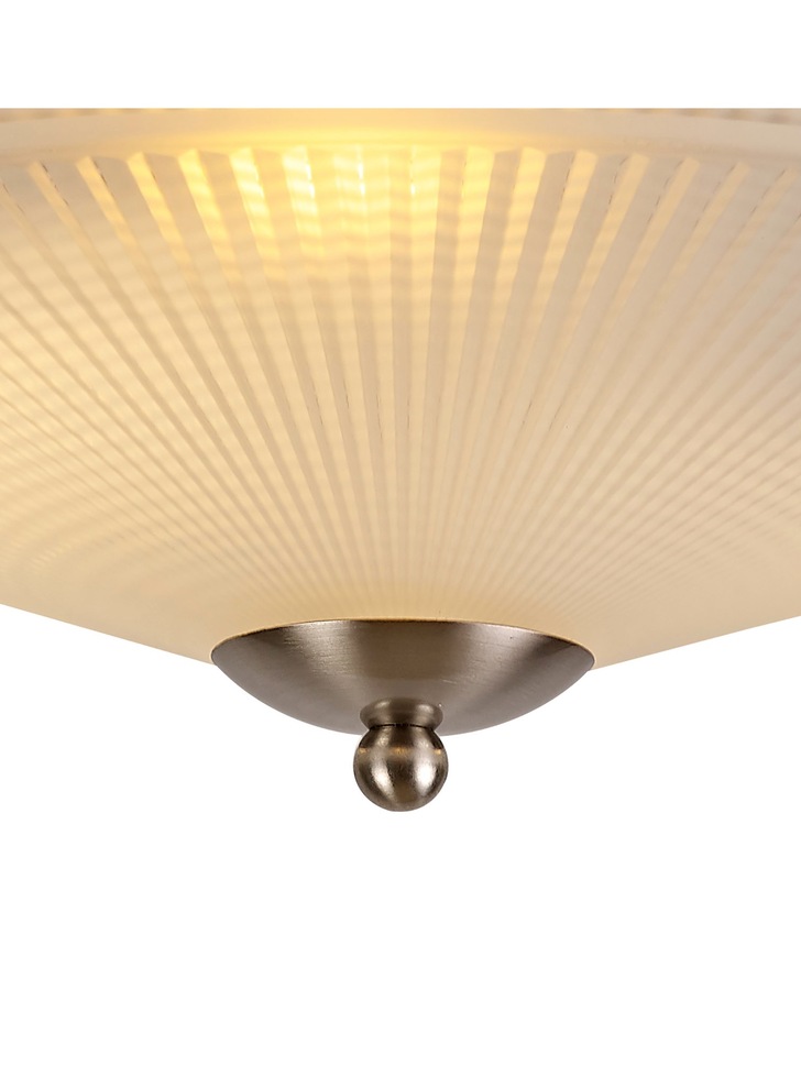 Idolite Sheridan Satin Nickel 3 Light Flush Ceiling Light Complete With Frosted Glass Shade