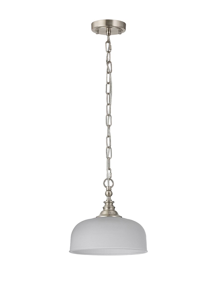 Idolite Sheridan Satin Nickel Single Pendant Light Complete With Frosted Glass Shade