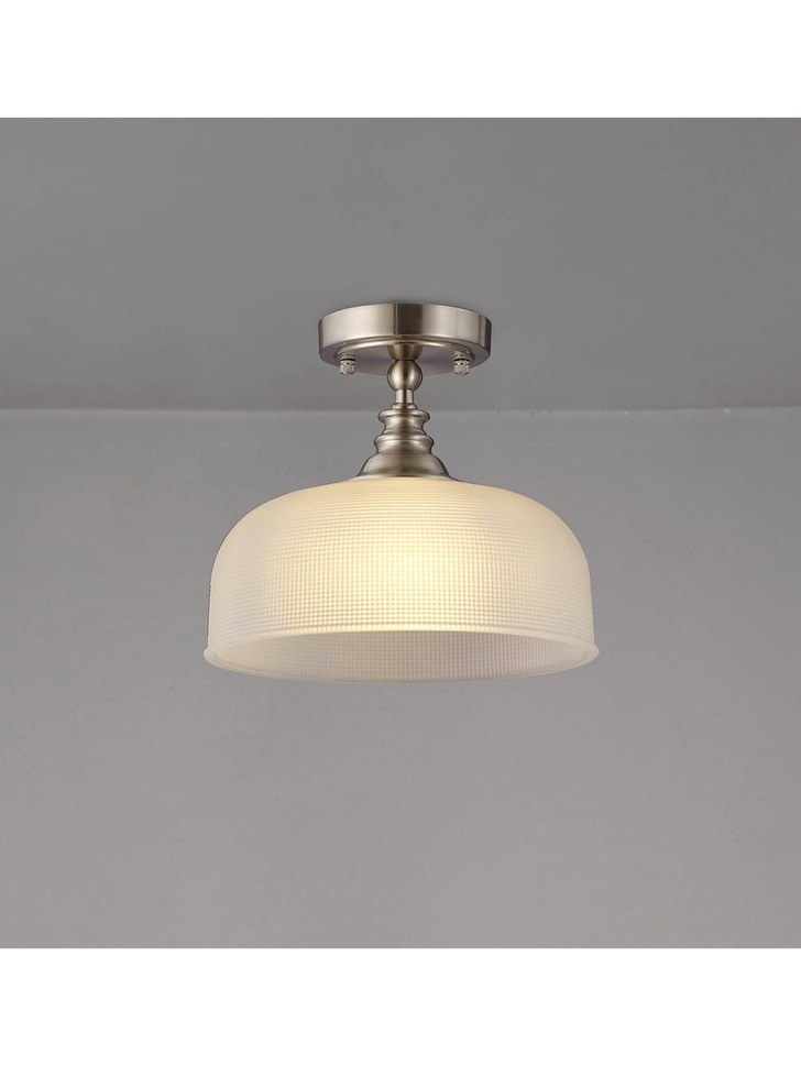 Idolite Sheridan Satin Nickel Single Pendant Light Complete With Frosted Glass Shade