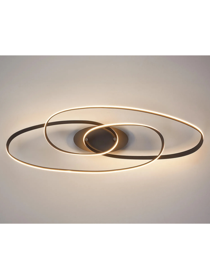 Idolite Sleek Dark Grey Double Loop Flush Ceiling Light, 45W LED, Triac Dimmable, 3000K, 4400lm