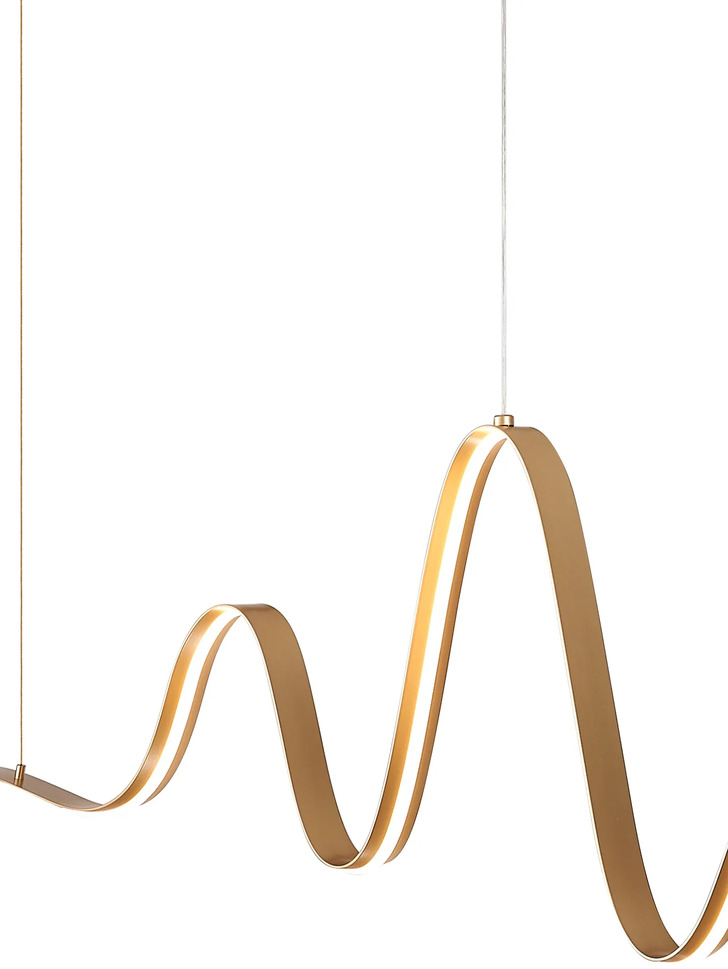 Idolite Sleek Gold Dimmable Wave Led Linear Island Pendant Light - 3000K