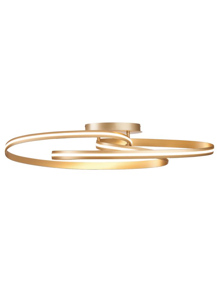 Idolite Sleek Gold Double Loop Flush Ceiling Light, 45W LED, Triac Dimmable, 3000K, 4400lm