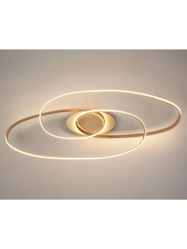 Idolite Sleek Gold Double Loop Flush Ceiling Light, 45W LED, Triac Dimmable, 3000K, 4400lm