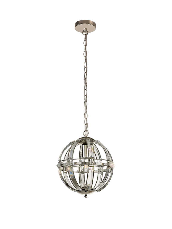 Idolite Smoky Polished Nickel Finish 1 Light Round Pendant