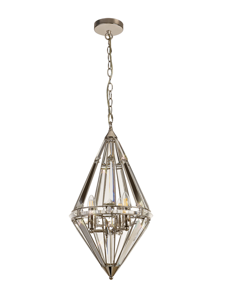 Idolite Smoky Polished Nickel Finish 3 Light Diamond Pendant