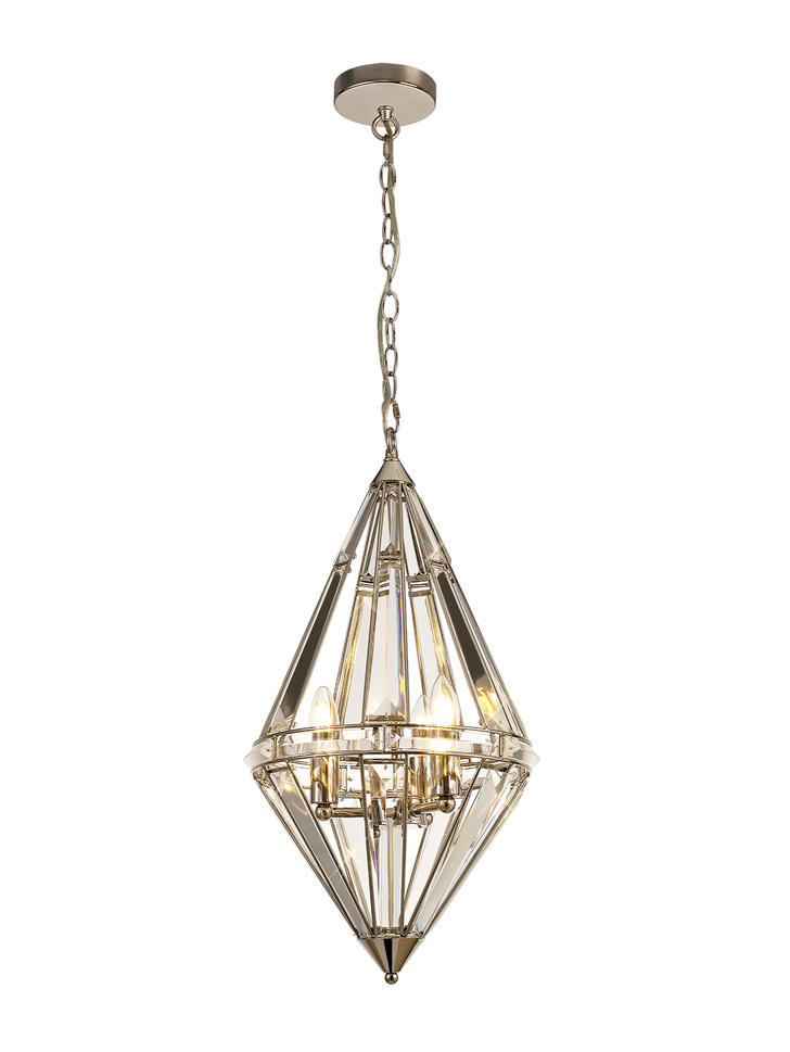 Idolite Smoky Polished Nickel Finish 3 Light Diamond Pendant