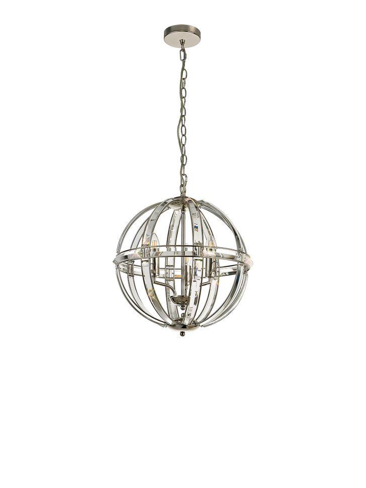 Idolite Smoky Polished Nickel Finish 3 Light Round Pendant