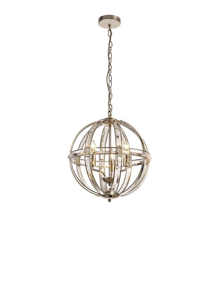 Idolite Smoky Polished Nickel Finish 3 Light Round Pendant