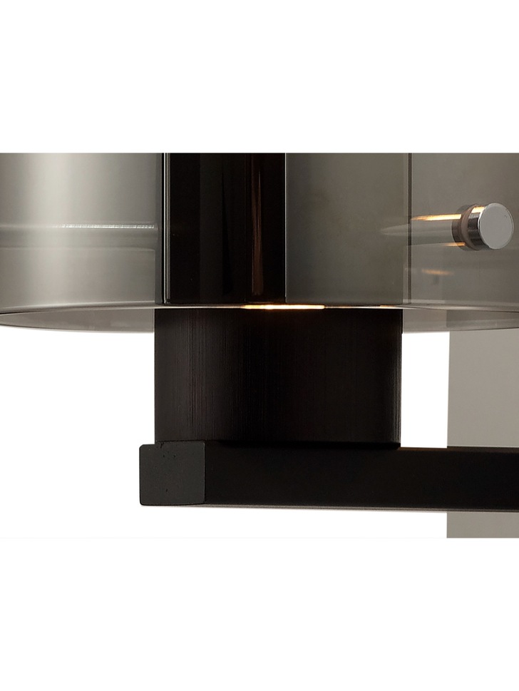 Idolite Snowdon Black/Polished Chrome Single Wall Light With Smoked/Clear Ombre Glass