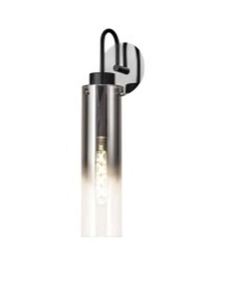 Idolite Snowdon Slim Black/Polished Chrome Single Wall Light With Smoked/Clear Ombre Glass