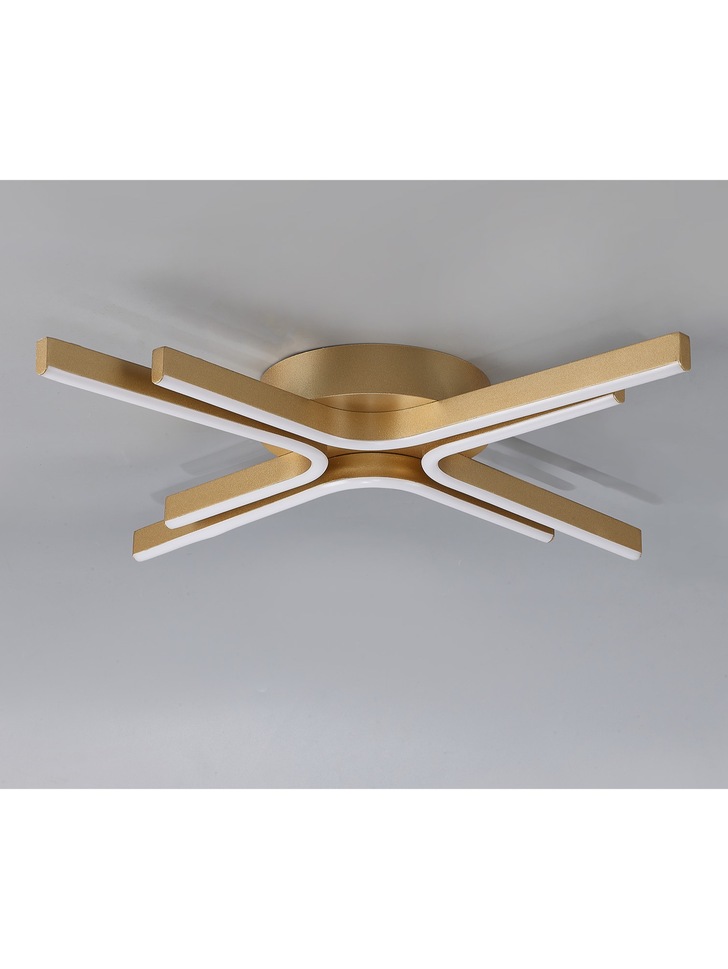 Idolite Stockley 4 Arm Painted Gold Finish Flush Led Ceiling Light C/W Remote Control - CCT Tuneable 3000K - 6000K