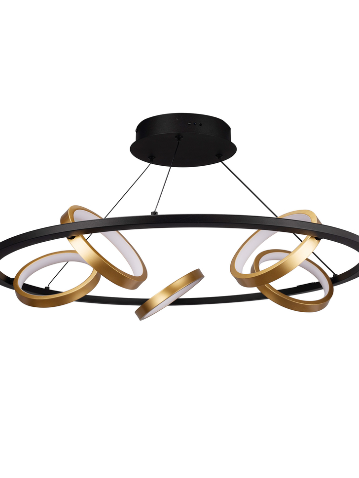 Idolite Tacita 5 Light Led Round Pendant In Satin Black/Gold