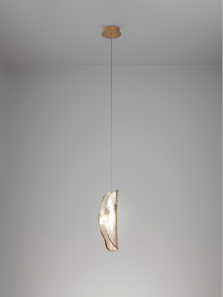 Idolite Tutoko Brass Single Pendant Light Complete With Cognac Glass