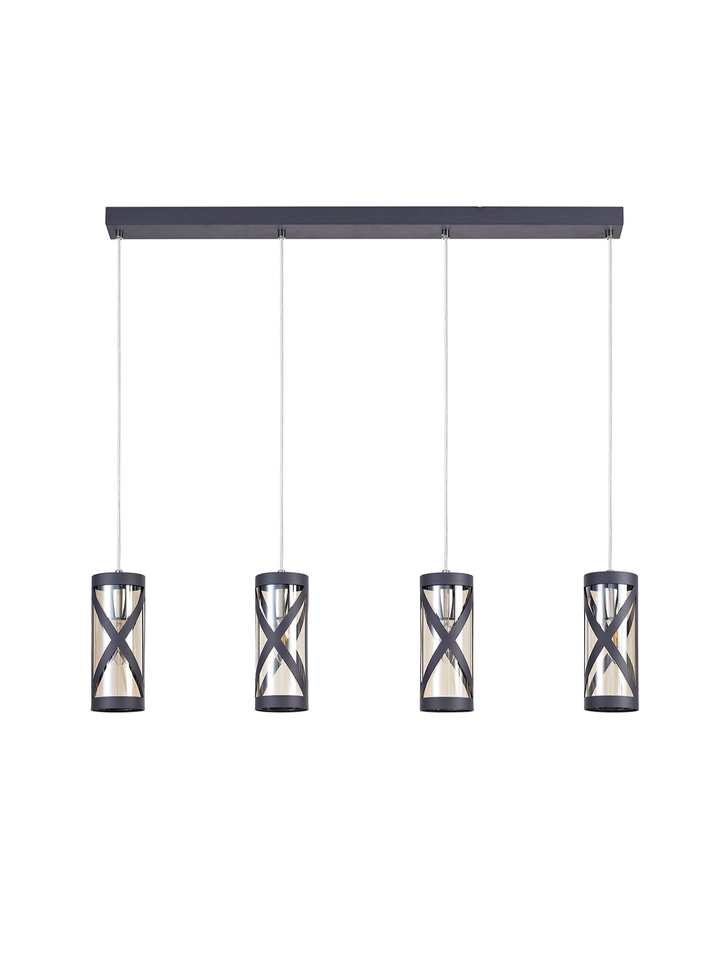 Idolite Ural Matt Grey Finish 4 Light Bar Pendant